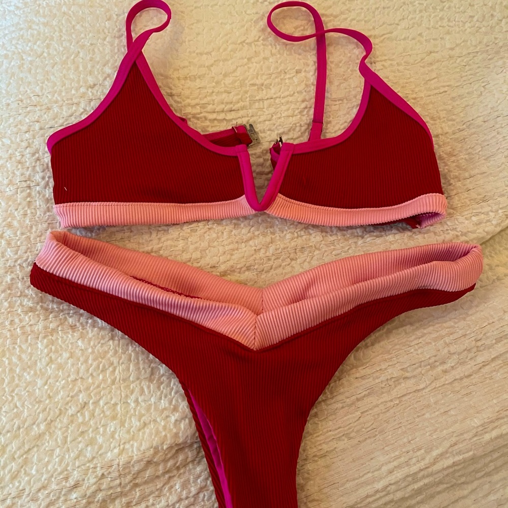 Pink & Red Swim Suit